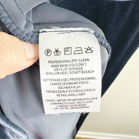 Jenny Yoo Women’s 2 Ellis Blue Velvet V Neck Open Back Tie Long Formal Dress 12 - Picture 14 of 15